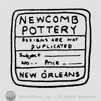 Writings inside a double outlined square: Newcomb Pottery on top, New Orleans on the bottom.