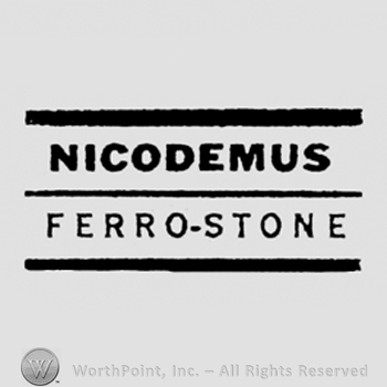 Nicodemus capital and bold written on top under a bold line. Ferro-stone written on the bottom