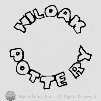 Double outlined letters forming a circle: Niloak above, Pottery under