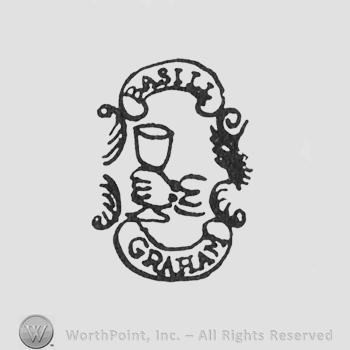 hand holding a glass, label above BASILL, under GRAHAM