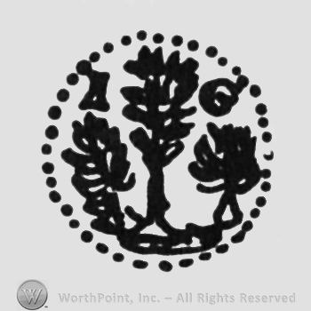 trees under initials I G, inside punctuated circle