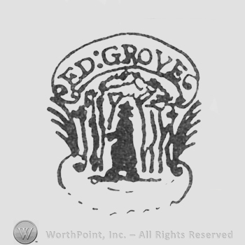man in the forest, label above ED GROVE
