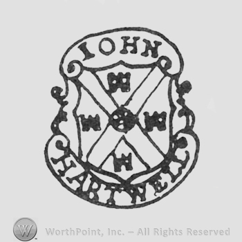 shield divided in four, label above JOHN, under HARTWELL