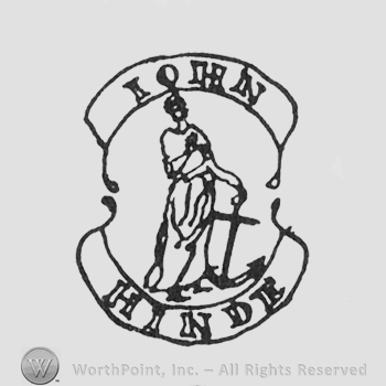 man with a sword in his hand, label above JOHN, under HINDE