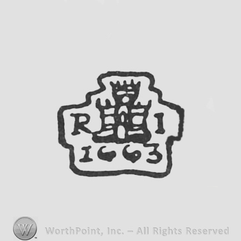 castle between initials R I, 1663 under