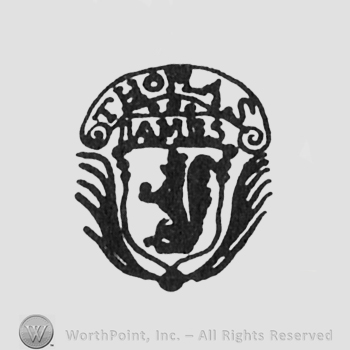 squirrel on a shield between laurels, crown above with THOMAS JAMES written on