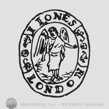 angel inside an oval, J JONES curved written above, LONDON curved written under