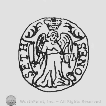 crowned angel, SETH written on the left, JONES written on the right, inside a circle
