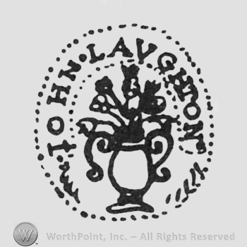 vase with flowers, JOHN LAUGHTON cruved written above