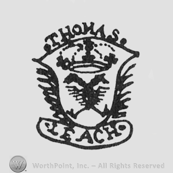 bird with two heads, between laurels, THOMAS written above, label under LEACH