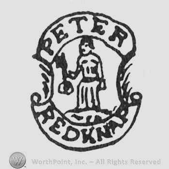 labels PETER up REDKNAP down man fighre with key between laurels middle