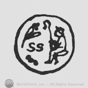 flower initials SS fisherman all inside a circle