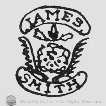labels JAMES up SMITH down crown over flower middle between laurels