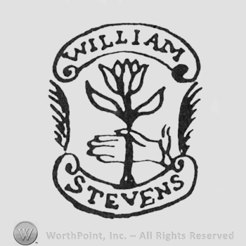labels WILLIAM up STEVENS down hand with flower middle between laurels