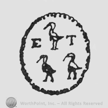 three birds initials ET left and right all inside a circle
