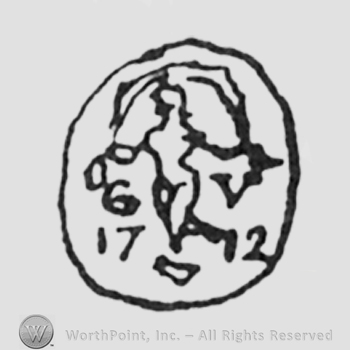woman figure initials GU 17 12 left and right all inside a circle