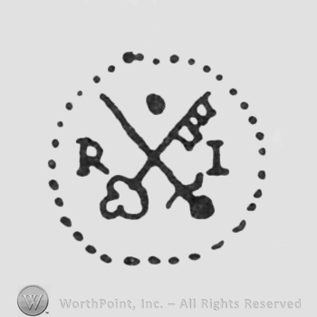 key sword initials RI left and right all inside a dotted circle