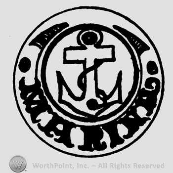 Anchor inside a circle, Marina written with uppercase letters