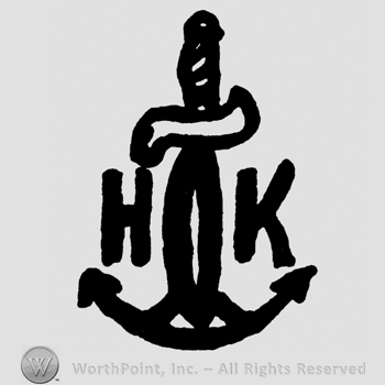 Anchor with rope, capital H and K