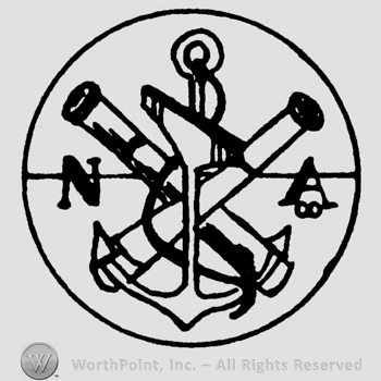 Anchor with two crossed sticks, capital NA