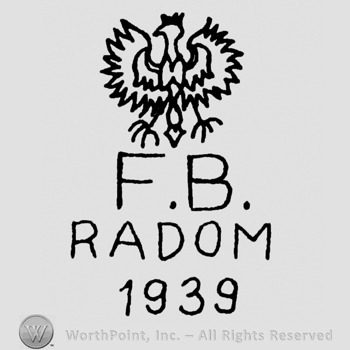 Eagle, F.B. Radom 1939 written below with uppercase letters