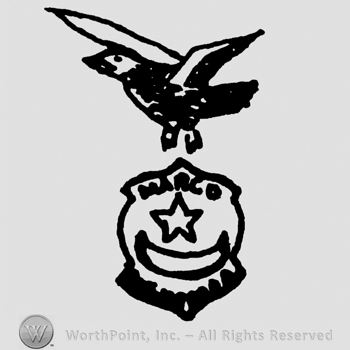 Eagle above a shield, Marco written on the shield with uppercase letters, star and crescent
