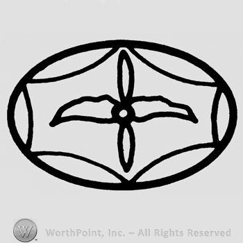 Fleur-de-lis on a flag inside an oval