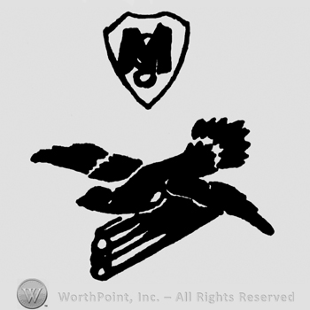 Eagle on a gun pipe, capital M on a shield
