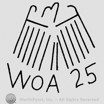 Stylized eagle, WOA 25 in uppercase letters