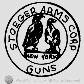 Two eagles inside a circle, Stoeger Arms Corp Guns written with uppercase letters