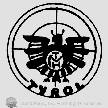 Griffon in a target-like circle, Tyrol written with uppercase letters