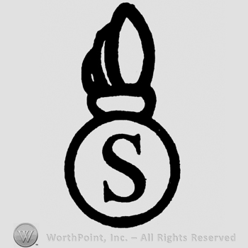 Capital S in a circle, stylized flames above