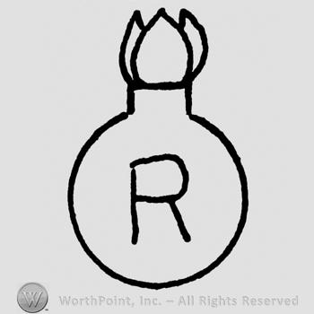 Capital R inside a circle with flames above