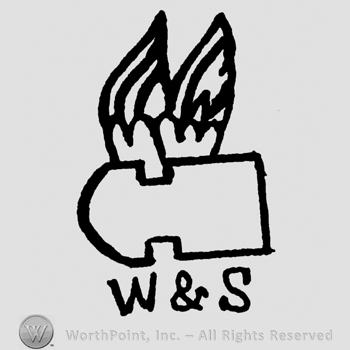 Bullet with wings, W & S written below with uppercase letters