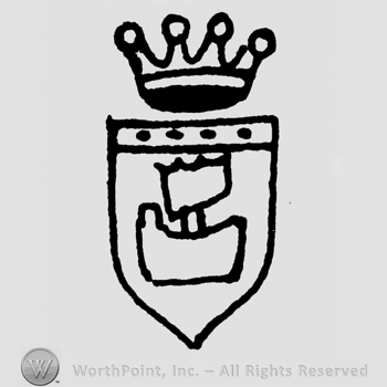 Shield with boat, crown above