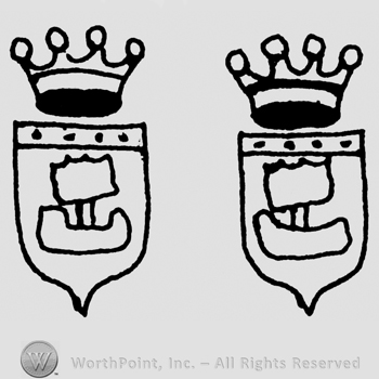 Two shields with boat, crown above