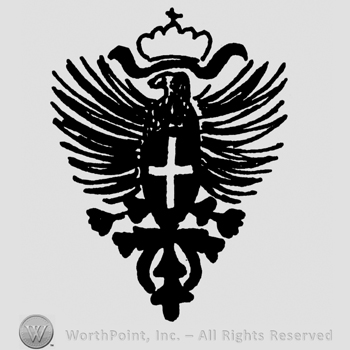 Coat of arms with bird with cross, crown above