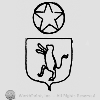 Shield with griffon, star in circle above