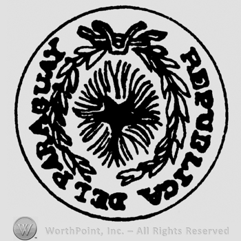 Circle with branches, Republica Del Paraguay written with uppercase letters