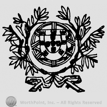 Crest with branches and round complex design in the middle
