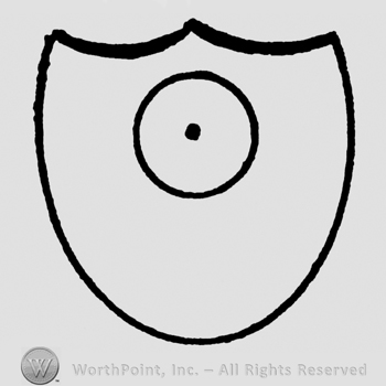 Shield with circle and a dot inside