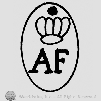 Af in uppercase in an oval, crown above