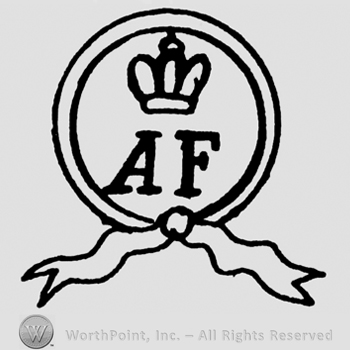 AF in uppercase and crown above, all inside a circle with ribbons