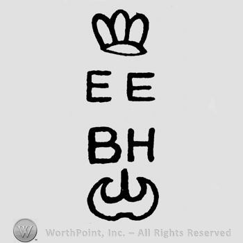 EE, BH in uppercase, crown above, fleur-de-lis below