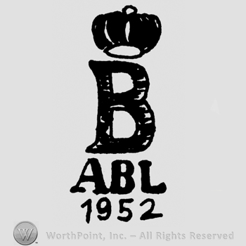 Uppercase B, ABL in uppercase written below and 1952, all with a crown above
