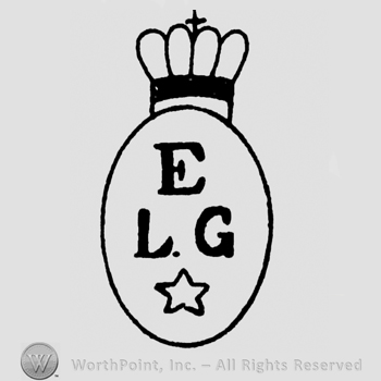 LEG written in uppercase next to a star inside an oval with a crown