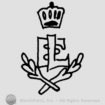 Uppercase EL with crown above and branches below