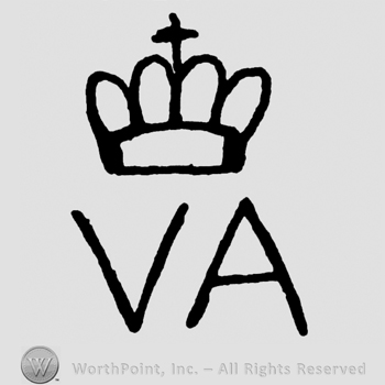 VA written with uppercase letters, crown above