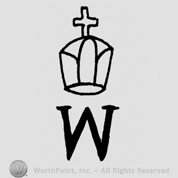Uppercase W with crown above