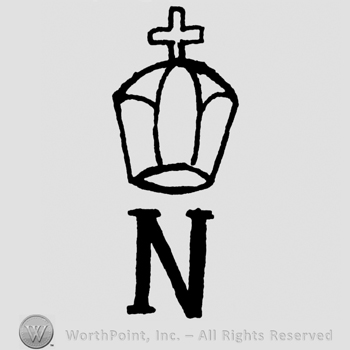 Uppercase N with crown and cross above
